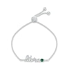 Thumbnail Image 1 of Lab-Created Emerald Zodiac Libra Bolo Bracelet Sterling Silver 9.5&quot;