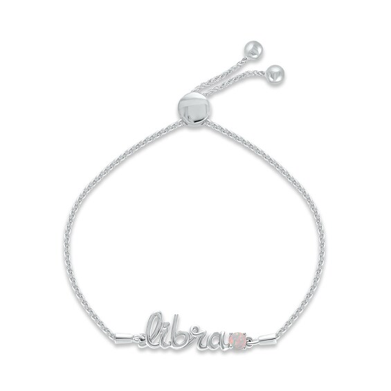 Lab-Created Opal Zodiac Libra Bolo Bracelet Sterling Silver 9.5"