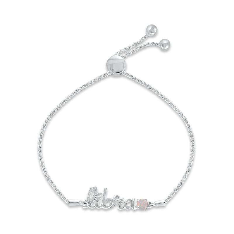 Main Image 1 of Lab-Created Opal Zodiac Libra Bolo Bracelet Sterling Silver 9.5&quot;