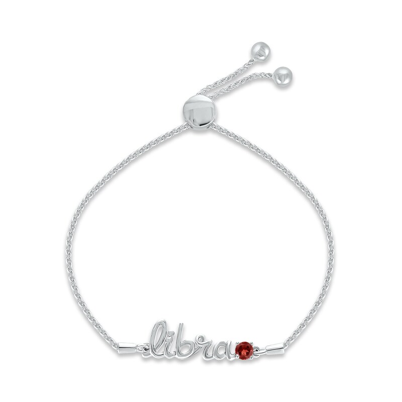 Main Image 1 of Garnet Zodiac Libra Bolo Bracelet Sterling Silver 9.5&quot;