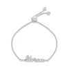 Thumbnail Image 1 of White Lab-Created Sapphire Zodiac Libra Bolo Bracelet 10K White Gold 9.5&quot;