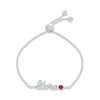 Thumbnail Image 1 of Lab-Created Ruby Zodiac Libra Bolo Bracelet 10K White Gold 9.5"