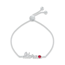 Lab-Created Ruby Zodiac Libra Bolo Bracelet 10K White Gold 9.5"