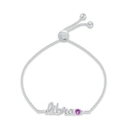 Amethyst Zodiac Libra Bolo Bracelet 10K White Gold 9.5"