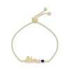 Thumbnail Image 1 of Blue Lab-Created Sapphire Zodiac Libra Bolo Bracelet 10K Yellow Gold 9.5"