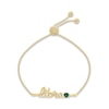 Thumbnail Image 1 of Lab-Created Emerald Zodiac Libra Bolo Bracelet 10K Yellow Gold 9.5&quot;