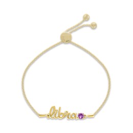 Amethyst Zodiac Libra Bolo Bracelet 10K Yellow Gold 9.5"