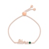 Thumbnail Image 1 of Lab-Created Emerald Zodiac Libra Bolo Bracelet 10K Rose Gold 9.5"