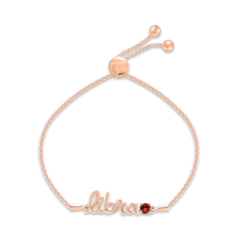 Main Image 1 of Garnet Zodiac Libra Bolo Bracelet 10K Rose Gold 9.5"