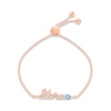 Thumbnail Image 0 of Swiss Blue Topaz Zodiac Libra Bolo Bracelet 10K Rose Gold 9.5"