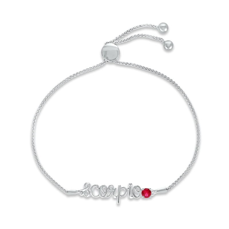 Main Image 1 of Lab-Created Ruby Zodiac Scorpio Bolo Bracelet Sterling Silver 9.5&quot;