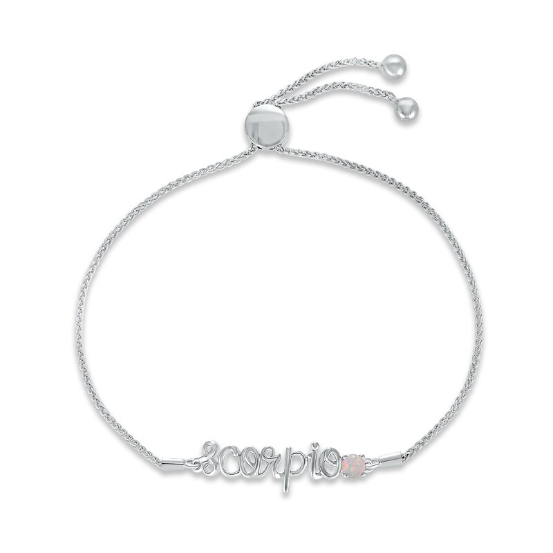 Main Image 1 of Lab-Created Opal Zodiac Scorpio Bolo Bracelet Sterling Silver 9.5&quot;