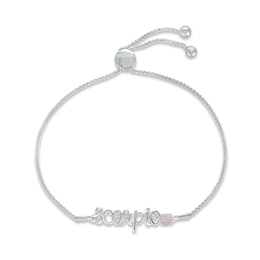 Lab-Created Opal Zodiac Scorpio Bolo Bracelet 10K White Gold 9.5"