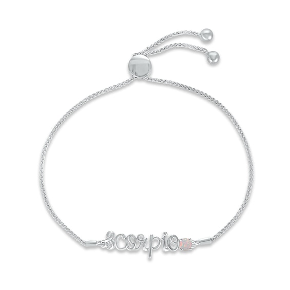 Lab-Created Opal Zodiac Scorpio Bolo Bracelet 10K White Gold 9.5"