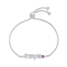 Amethyst Zodiac Scorpio Bolo Bracelet 10K White Gold 9.5"
