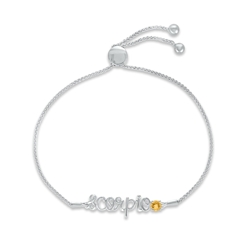 Main Image 1 of Citrine Zodiac Scorpio Bolo Bracelet 10K White Gold 9.5&quot;