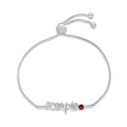 Garnet Zodiac Scorpio Bolo Bracelet 10K White Gold 9.5"