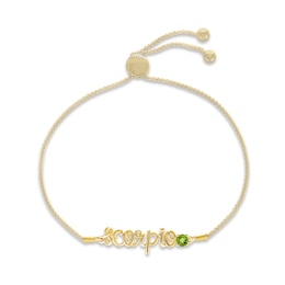 Peridot Zodiac Scorpio Bolo Bracelet 10K Yellow Gold 9.5"