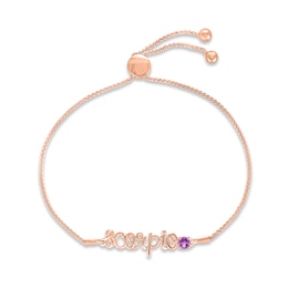 Amethyst Zodiac Scorpio Bolo Bracelet 10K Rose Gold 9.5"
