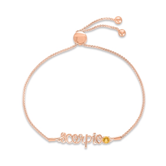 Citrine Zodiac Scorpio Bolo Bracelet 10K Rose Gold 9.5"
