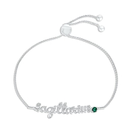 Lab-Created Emerald Zodiac Sagittarius Bolo Bracelet Sterling Silver 9.5"