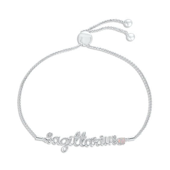 Lab-Created Opal Zodiac Sagittarius Bolo Bracelet Sterling Silver 9.5"