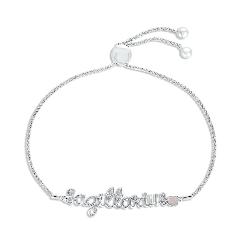 Main Image 1 of Lab-Created Opal Zodiac Sagittarius Bolo Bracelet Sterling Silver 9.5&quot;