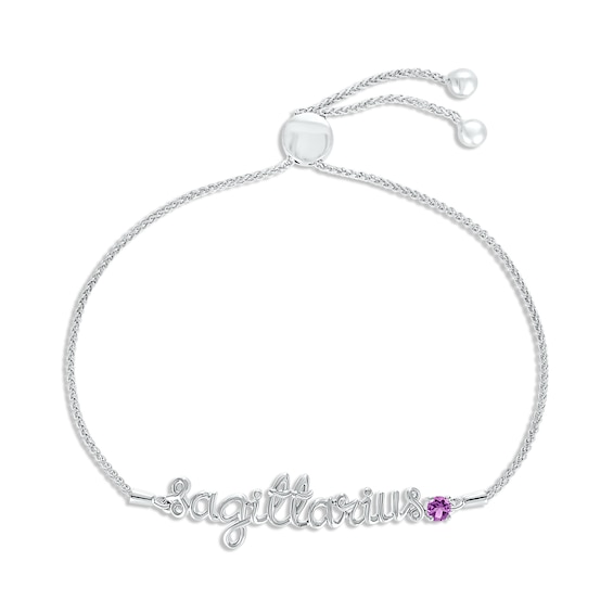 Amethyst Zodiac Sagittarius Bolo Bracelet Sterling Silver 9.5"