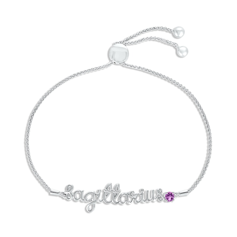 Main Image 1 of Amethyst Zodiac Sagittarius Bolo Bracelet Sterling Silver 9.5&quot;