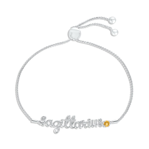 Citrine Zodiac Sagittarius Bolo Bracelet Sterling Silver 9.5"