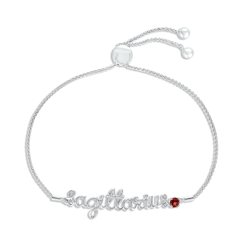 Garnet Zodiac Sagittarius Bolo Bracelet Sterling Silver 9.5"