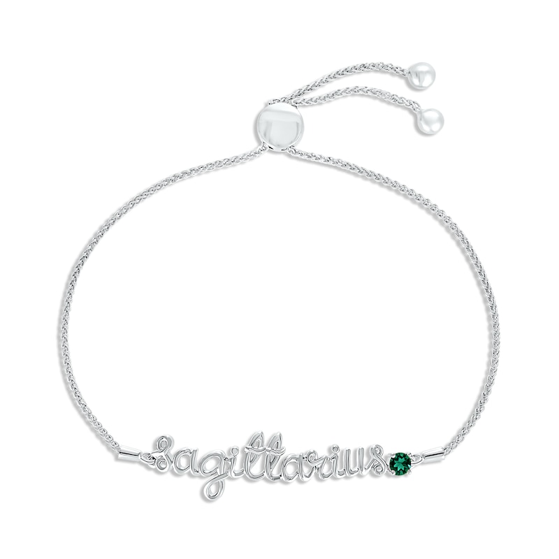 Lab-Created Emerald Zodiac Sagittarius Bolo Bracelet 10K White Gold 9.5 ...