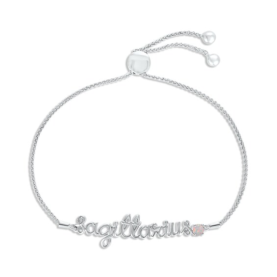 Lab-Created Opal Zodiac Sagittarius Bolo Bracelet 10K White Gold 9.5"