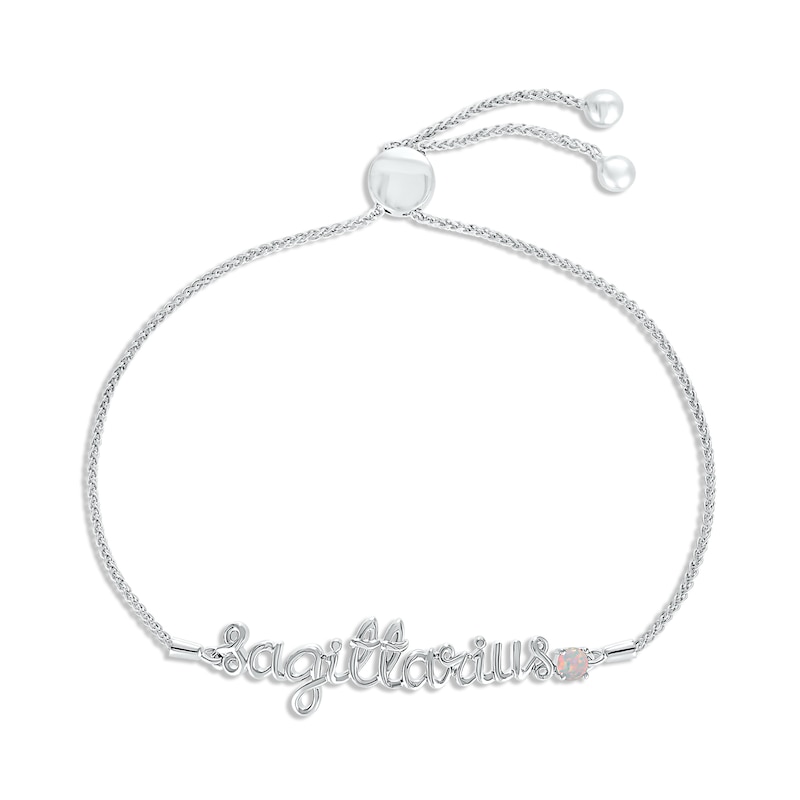 Main Image 1 of Lab-Created Opal Zodiac Sagittarius Bolo Bracelet 10K White Gold 9.5"