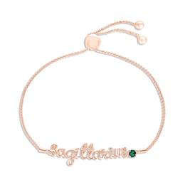 Lab-Created Emerald Zodiac Sagittarius Bolo Bracelet 10K Rose Gold 9.5"