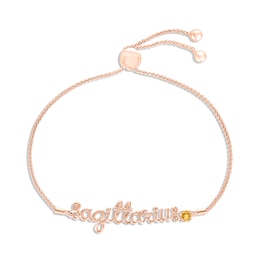 Citrine Zodiac Sagittarius Bolo Bracelet 10K Rose Gold 9.5"