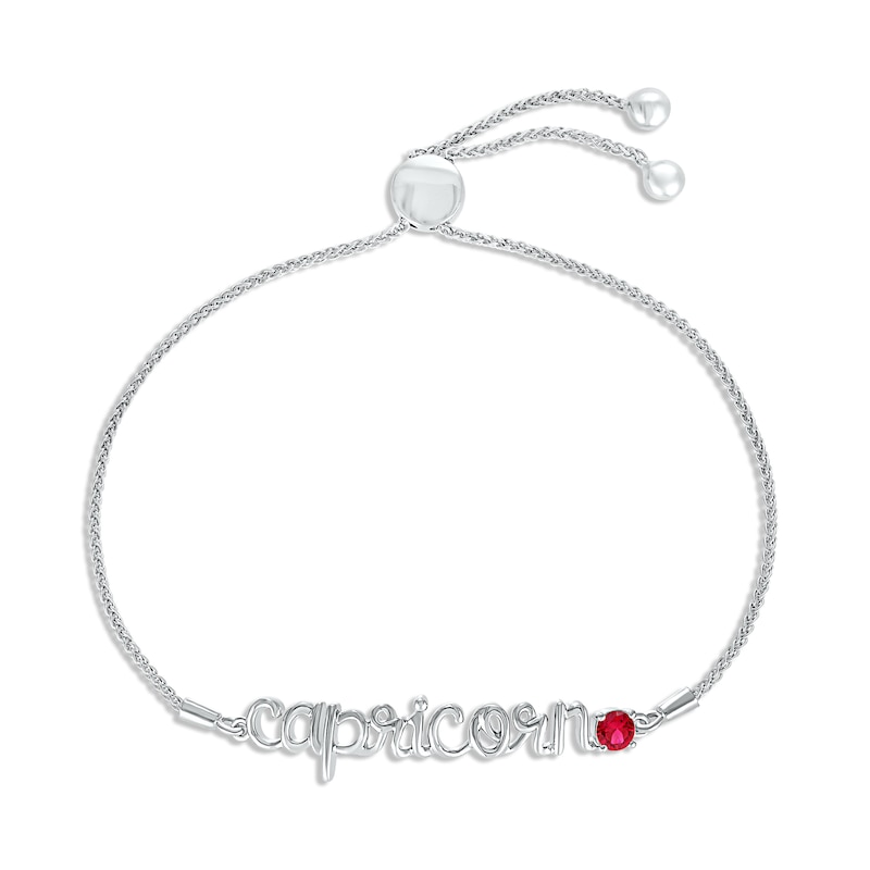 Main Image 1 of Lab-Created Ruby Zodiac Capricorn Bolo Bracelet Sterling Silver 9.5&quot;