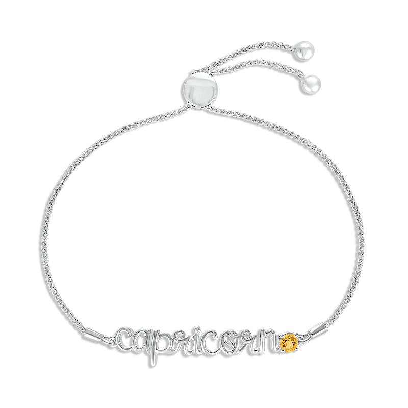 Main Image 1 of Citrine Zodiac Capricorn Bolo Bracelet Sterling Silver 9.5&quot;