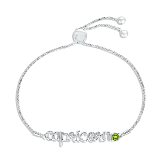 Peridot Zodiac Capricorn Bolo Bracelet Sterling Silver 9.5"