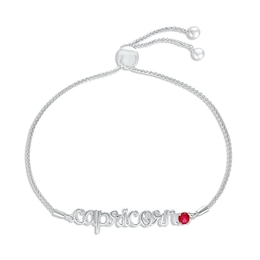 Lab-Created Ruby Zodiac Capricorn Bolo Bracelet 10K White Gold 9.5"