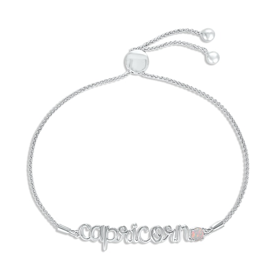 Lab-Created Opal Zodiac Capricorn Bolo Bracelet 10K White Gold 9.5"