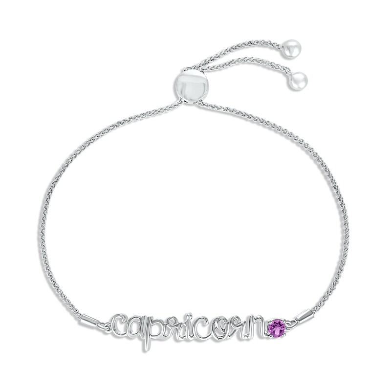 Main Image 1 of Amethyst Zodiac Capricorn Bolo Bracelet 10K White Gold 9.5&quot;