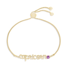 Amethyst Zodiac Capricorn Bolo Bracelet 10K Yellow Gold 9.5"