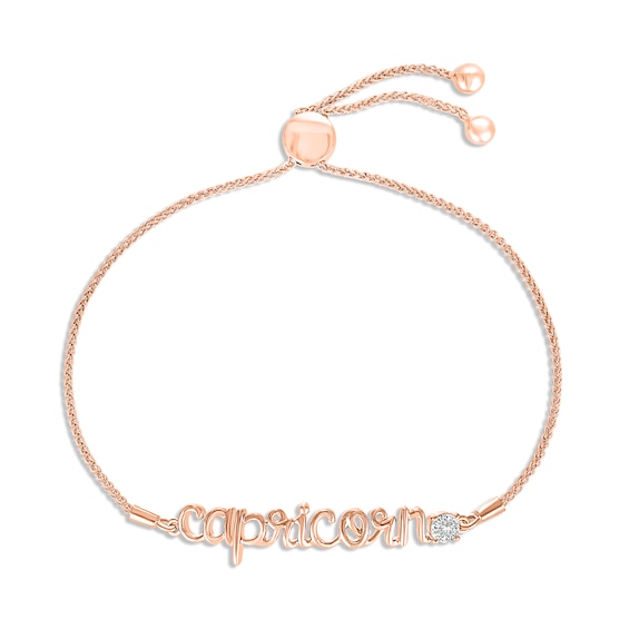 Lab-Created Sapphire Zodiac Capricorn Bolo Bracelet 10K Rose Gold 9.5