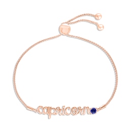 Blue Lab-Created Sapphire Zodiac Capricorn Bolo Bracelet 10K Rose Gold 9.5"