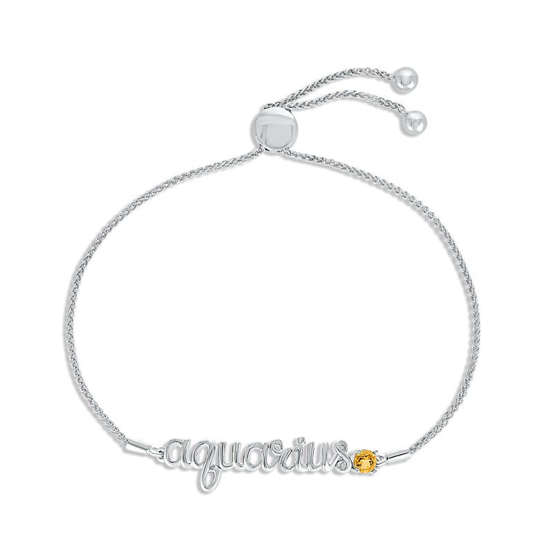 Main Image 1 of Citrine Zodiac Aquarius Bolo Bracelet Sterling Silver 9.5&quot;