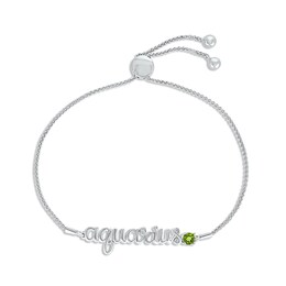 Peridot Zodiac Aquarius Bolo Bracelet Sterling Silver 9.5"