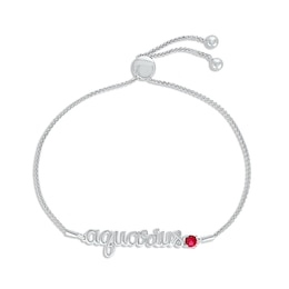 Lab-Created Ruby Zodiac Aquarius Bolo Bracelet 10K White Gold 9.5"