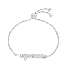 Lab-Created Opal Zodiac Aquarius Bolo Bracelet 10K White Gold 9.5"