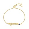 Thumbnail Image 1 of Blue Lab-Created Sapphire Zodiac Aquarius Bolo Bracelet 10K Yellow Gold 9.5"